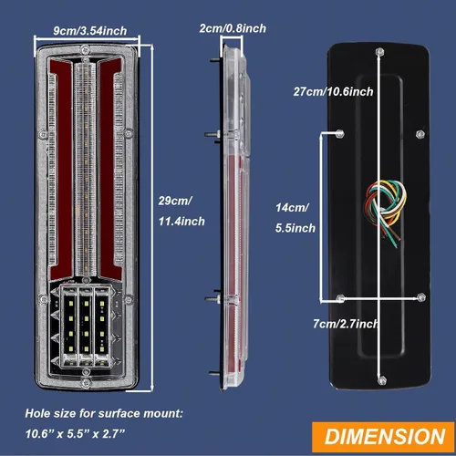 Miniatura 3 de jose2015 Luces traseras de remolque de 24 V, barra de luz trasera de camión de 11.4 pulgadas, súper brillante, 62 luces LED de señal de giro, luz