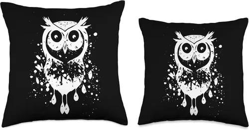 Miniatura 3 de Ink Dripping Owl Throw Pillow