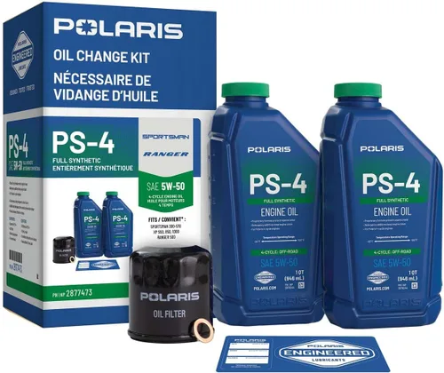 Kit de cambio de aceite Polaris PS4 para modelos específicos de RANGER, Sportsman, Scrambler, ACE 500 con motor de 4 tiempos, incluye 2 cuartos de