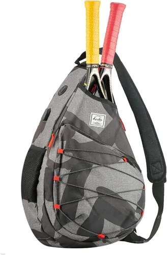 Miniatura 2 de d'yallee Bolsa de tenis para hombres y mujeres, racquetball, pickleball paddle squash, bolsa cruzada deportiva para adultos con puerto de carga USB