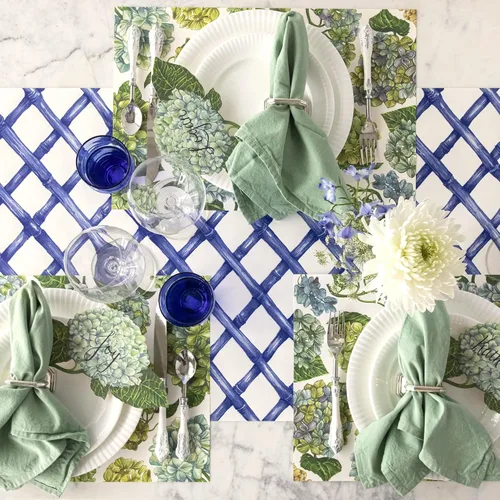 Miniatura 4 de Hydrangeas - Manteles individuales de papel para mesa de comedor, manteles individuales desechables florales para la temporada de primavera