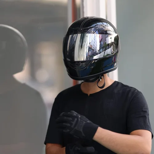 Miniatura 3 de TCT-MT DOT - Casco de cara completa con espejo para protección solar, deportes de calle, motocicleta, casco para adultos, color negro brillante, S