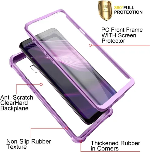 Miniatura 3 de Dexnor Funda para Galaxy S9+ Plus con protector de pantalla transparente de grado militar, resistente 360, cuerpo completo, a prueba de golpes