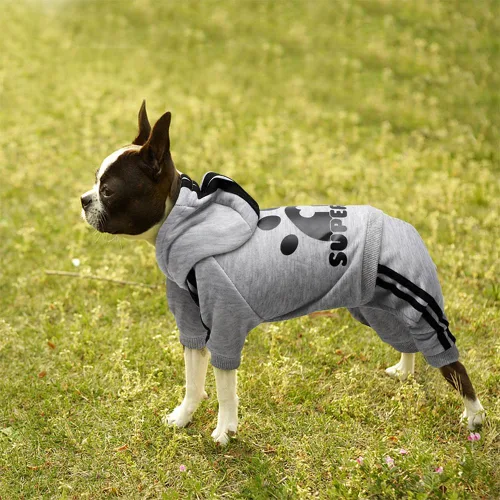 Miniatura 4 de Sudadera con capucha para perro de 4 patas, overol para perros pequeños, ropa para cachorros, sudadera de algodón para perros, abrigo de invierno