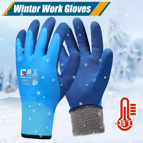 Miniatura 6 de Guantes de trabajo de invierno impermeables para hombre Guantes térmicos aislados Guantes cálidos de congelador para trabajo en clima frío