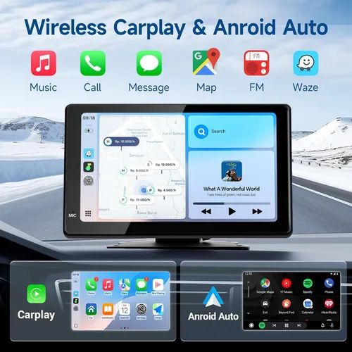Miniatura 3 de Haudio Estéreo de coche con pantalla táctil HD de 7 pulgadas, CarPlay inalámbrico portátil y Android Auto, cámara de respaldo 1080P, GPS, control