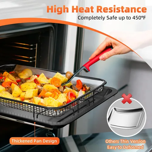 Miniatura 4 de Sartenes para freidora de aire para horno, cesta y bandeja para freidora de aire con guía de cocina y 30 papeles pergaminos, bandeja antiadherente