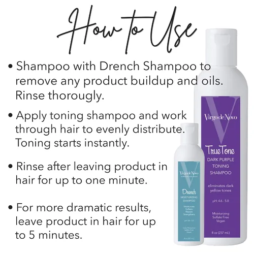 Miniatura 3 de Virgo de Novo Dark Purple Toning Shampoo Neutralizes Yellow & Brassy Tones, Brightens Blonde, Silver & Grey Hair, Sulfate-Free, Color-Safe