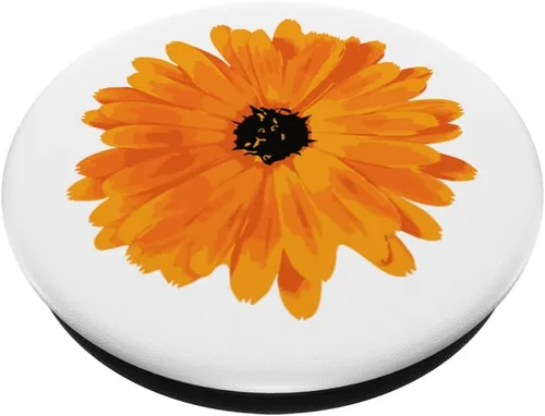 Miniatura 2 de Parte superior gráfica de flores de caléndula naranja. PopSockets intercambiables PopGrip