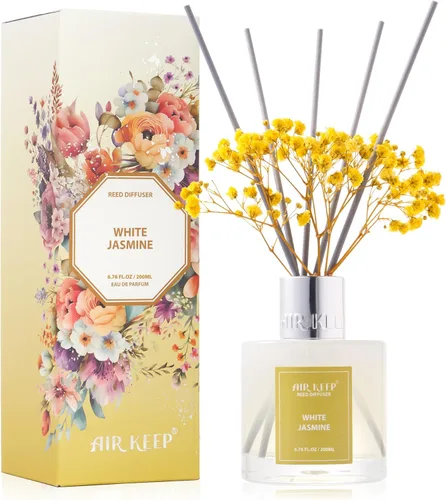 Miniatura 43 de Airkeep Juego de difusor de junco, 3.38 onzas líquidas (3.4 fl oz), difusor de aceite de niebla marina y sal marina con 8 varillas de caña, difusor