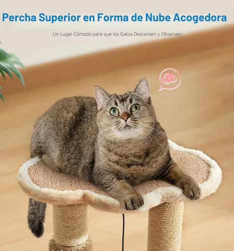 Miniatura 6 de Made4Pets - Poste rascador para gatos, autocuidado para gatos de interior, perca suave para descansar, rascador de sisal natural de 17.5 pulgadas