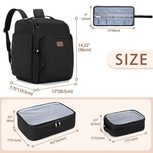 Miniatura 5 de BAFASO Mochila de maquillaje con 4 bolsas extraíbles y 1 bolsa para cepillos, estuche de maquillaje de viaje con múltiples espacios