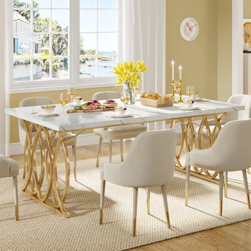 Miniatura 3 de Tribesigns Mesa de comedor moderna, mesa grande de cocina de 63" para 4-6 personas, mesa de cena rectangular única para cocina y muebles de comedor
