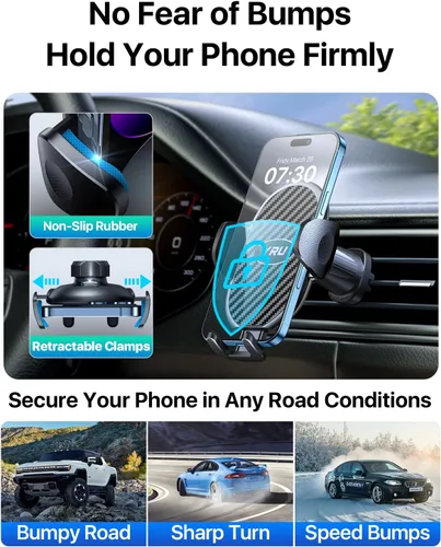 Miniatura 6 de YRU Phone Holders for Your Car [2026 Upgraded Military Metal Hook], Cellphone Holder Car[No Fear of Bumps] Vent Phone Mount Truck Compatible with