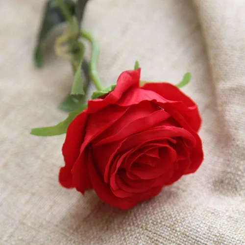 Miniatura 3 de AMZALI Flores artificiales, rosa falsa de aspecto real, tallo largo, flores artificiales de seda, decoración del hogar para ramo de novia, centros