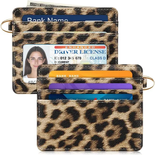 Miniatura 43 de Bolsillo frontal minimalista delgado con bloqueo RFID para tarjetas de crédito, cartera pequeña, bonita funda para tarjetas para mujeres, beige