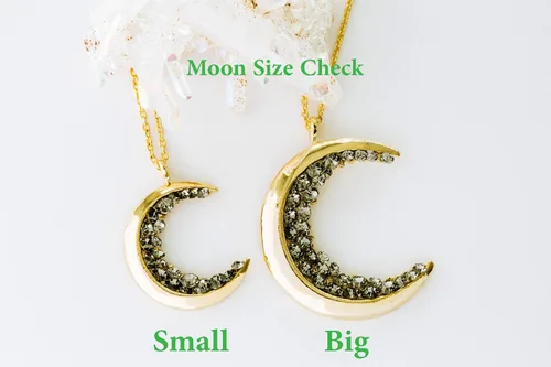Miniatura 4 de OnDaisy Dije con circonia cúbica, diseño Gypsy Planet de luna creciente, cadena con dije de luna con circonia cúbica negra