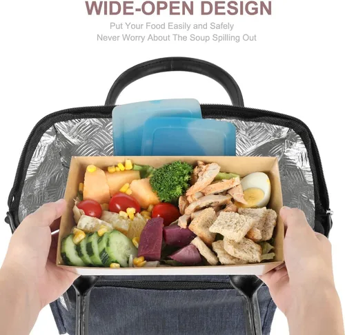 Miniatura 3 de Nicole Miller - Bolsa térmica para el almuerzo, bolsa térmica suave de gran apertura, bolsa de hielo para alimentos con soporte para botellas de Azul