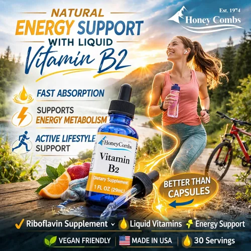 Miniatura 3 de Gotas líquidas de vitamina B2 - Suplemento de riboflavina B2 para el metabolismo energético y el apoyo del sistema nervioso - Vitamina líquida B2