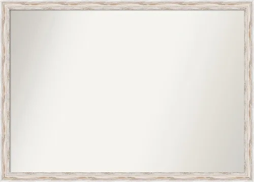Miniatura 380 de Amanti Art Espejo de baño blanco para sobre el fregadero, 30 x 35 pulgadas, espejo de tocador rectangular estrecho de Eva de oro blanco, marco