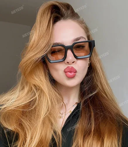 Miniatura 20 de AIEYEZO Gafas de sol cuadradas para mujeres y hombres, gafas de sol cuadradas con montura gruesa, estilo de diseñador simple