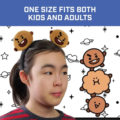 Miniatura 30 de Concept One BT21 LINE FRIENDS - Diadema bordada de felpa 3D para mujer, Chimmy