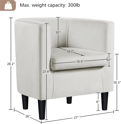 Miniatura 3 de Yaheetech - Silla de terciopelo decorativa, sillones modernos y cómodos, silla de sofá de barril tapizada para sala de estar, dormitorio, sala
