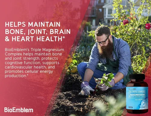 Miniatura 3 de BioEmblem Triple Magnesium Complex and BioEmblem Turmeric Curcumin with Clinically Studied TurmiPure - Apoyo para las articulaciones, suplementos