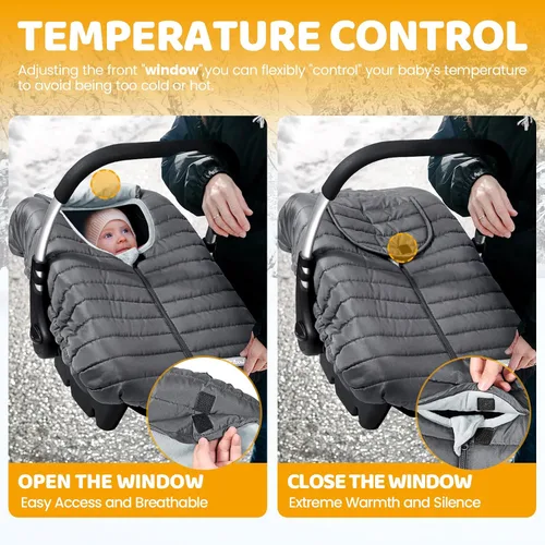 Miniatura 2 de Orzbow Funda de asiento de automóvil para bebé, funda de asiento de automóvil de invierno para niños y niñas, fundas cálidas para asiento de Gris