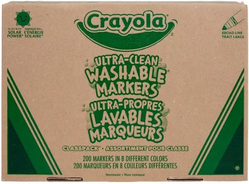 Crayola Marcadores lavables de línea ancha, 200 unidades (8 colores), marcadores de arte para el aula a granel para niños, para la escuela,