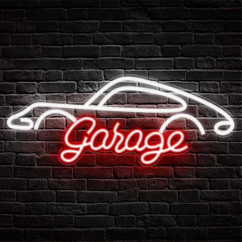 Kavaas Letrero de garaje de neón, letrero de garaje LED para decoración de la habitación del coche | Letrero de coche de neón para decoración de