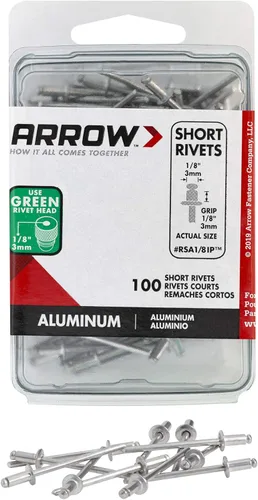 Miniatura 9 de Arrow RSA1/8IP - Remaches cortos de aluminio para metal, tela, cuero y reparación de automóviles, 1/8 pulgadas, paquete de 25