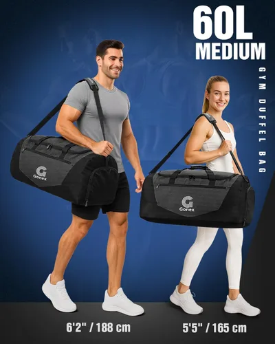 Miniatura 6 de Gonex Bolsa de lona para gimnasio con compartimento para zapatos, bolsillo húmedo, bolsa deportiva de gran capacidad para hombres y mujeres, bolsa