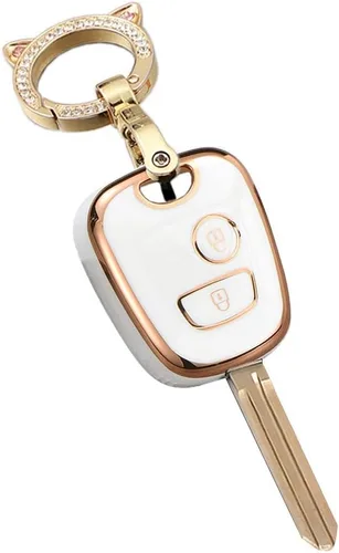 Miniatura 7 de SANRILY Funda para llavero de TPU con borde dorado de 2 botones para Peugeot 206 107 207 307/Citroen C1 C2 C3 C4 Picasso para Toyota Aygo Accesorios