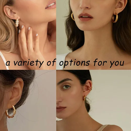 Miniatura 7 de Juego de 45 pares de aretes de aro dorados para niñas y mujeres, juego de aretes gruesos trenzados pequeños y grandes, aretes para mujer, paquete