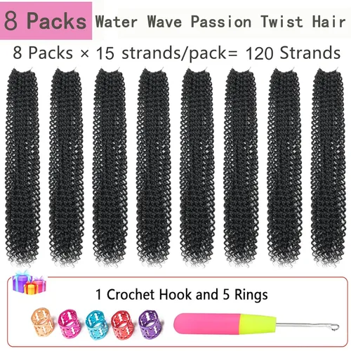 Miniatura 2 de Cabello Passion Twist de 24 pulgadas, 8 paquetes de cabello Passion Twist de ganchillo para mujeres, cabello trenzado Passion Twists largo bohemio