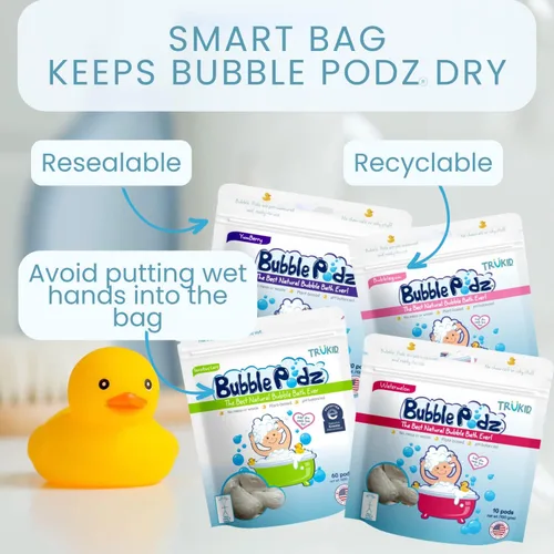 Miniatura 6 de TruKid Bubble Podz - Paquete de baño de burbujas para bebés y niños, bomba de baño refrescante suave para piel sensible, pH balance 7
