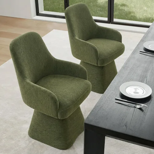 Miniatura 44 de KISLOT Juego de 4 sillas de comedor giratorias, tapizadas de mediados de siglo con respaldo alto, sillas de cocina de tela de lino para comedor, Una