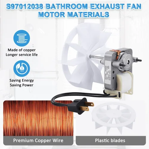 Miniatura 3 de S97012038 - Kit de motores eléctricos de repuesto para ventilador de escape de baño Broan 659 662 663 668 678 688 50CFM 97012038 Motor de ventilador
