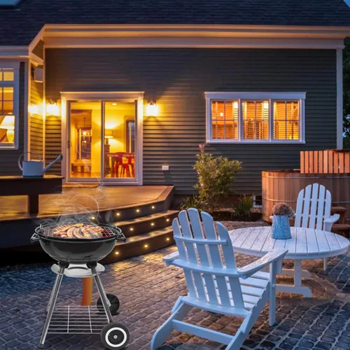 Miniatura 9 de Parrilla de carbón de 18 pulgadas con ruedas para cocinar al aire libre, barbacoa, barbacoa, hervidor de carbón, parrilla portátil, resistente