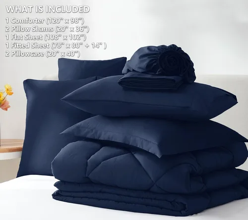 Miniatura 356 de CozyLux Juego de edredón tamaño King, color naranja quemado, toda la ropa de cama en una sola bolsa, 7 piezas: edredón, fundas de almohada
