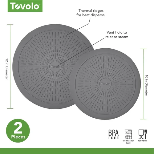 Miniatura 5 de Tovolo Juego de 2 alfombrillas de silicona para microondas de 10 y 12 pulgadas, resistentes al calor, antideslizantes, salvamanteles de silicona