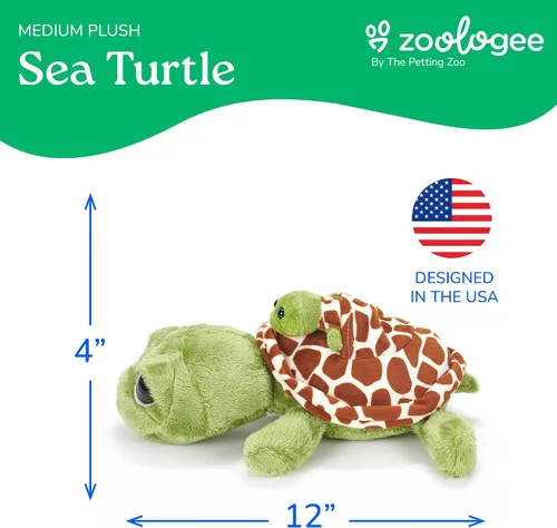 Miniatura 6 de The Petting Zoo Peluche de tortuga marina para mamá y bebé, regalos para niños, animales oceánicos Pocketz, juguete de peluche de tortuga marina