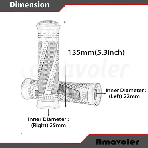 Miniatura 3 de Empuñaduras universales para manillar de motocicleta para motocicletas con agarre izquierdo de 7/8 pulgadas y 1 pulgada derecha, disponibles en una