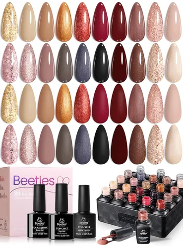 Miniatura 25 de Beetles - Kit de esmalte de uñas de gel de 36 colores, juego de esmalte de gel pastel de verano con capa base, capa superior brillante y pegamento