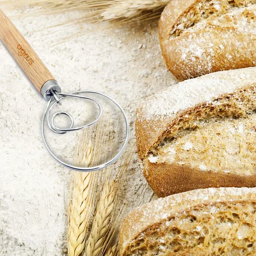 Miniatura 5 de Batidor de masa danés, herramientas para hacer pan, gancho de masa danés, batidora de masa de pan a mano, batidor de masa de pan para pastelería