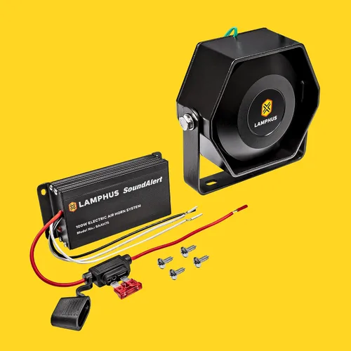 Miniatura 9 de LAMPHUS SoundAlert kit de amplificador de bocina de aire para policía de 100W [altavoz delgado de 118-124 dB]