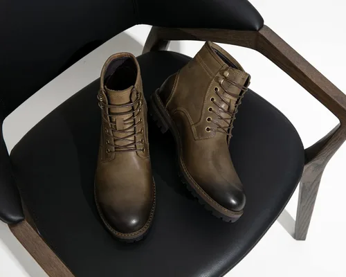 Miniatura 9 de Jousen Mens Boots Leather Motorcycle Casual Boots For Men Waterproof Hiking Chukka Boots Mens