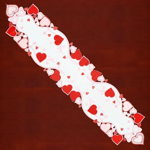 Miniatura 2 de Camino de mesa bordado de corazón, aniversario de boda, propuestas de matrimonio, eventos románticos o fiestas (13 x 69 pulgadas)