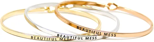 Miniatura 5 de By you - Brazalete con gancho, pulsera delgada grabada con un mensaje positivo e inspirador